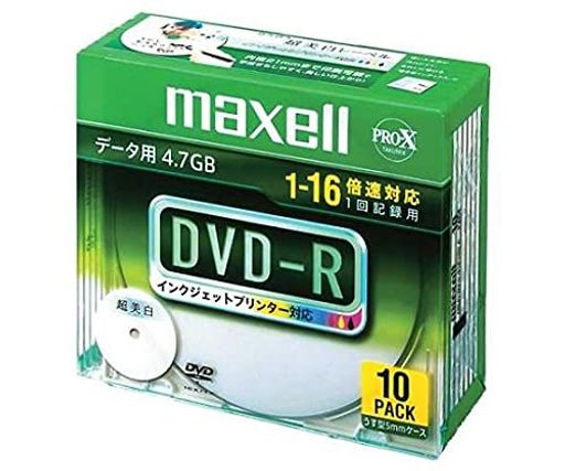乐天商城 - maxellデータ用DVD-R4.7GB16倍速対応インクジェットプリンタ対応ホワイト(ワイド印刷)10枚5mmケース入DR47WPD.S1P10SA