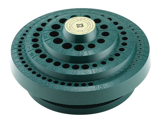 サイズ:外径180x厚さ85mm 質量:240g 材質:プラスチック 1.0~10.0(0.1とび)、10.5、10.9、11.0、11.5、11.9、12.0、12.5、12.9、13.0(計100本収納可能)