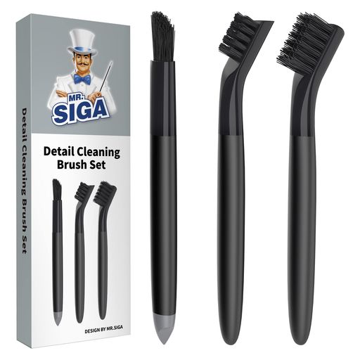 エッジ、隙間クリーニング MR.SIGA 隙間クリーナーブラシセット:V字型グラウトエッジブラシ1本、深層清掃ブラシ1本、細部清掃用ブラシ(シリコン製スクレーパー付き)1本。ご家庭のお掃除に使える目地磨きブラシセットです。 硬いブラシ毛をそなえた、V字型に尖ったグラウトエッジブラシは、目地の継ぎ目や縁に入り込み、狭い場所や角の清掃に最適です。一体型のスクレーパーは、垢や汚れを取るのに役立ちます。ブラシ毛の長さは約1cm、全体の長さは約15cmです。 耐久性の高い深層清掃ブラシは、目地、タイル、コンロ、スライドドアのレール、窓枠のレールを手軽にきれいにできます。硬いブラシ毛で、汚れやかすを効果的にこすり落とすことができます。耐久性に優れたブラシ毛はしっかりとしていて、継続的な使用後も形が崩れません。ブラシ毛の長さは約1.3cm、全体の長さは約15cmです。 2 in 1 細部清掃用ブラシは、届きにくい場所や隙間の塵や汚れをきれいにします。一体型のシリコン製スクレーパーは、傷をつけることなく排水口から汚れをかき出せます。ブラシ毛の長さは約1.5~2.3cm、全体の長さは約15cmです。
