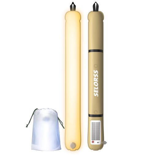 【膨らめるLEDランタン】このキャンプランタンは充気設計を採用しており、充気バルブは特別に設計されたワンウェイバルブです。プール式の空気充填口は、空気を吹き込む際に中の空気が外に出ないように設計されています。防災ランタンの充気容積はおよそ4000mlで、成人男性の一気呼吸とほぼ同じくらいです。通常の成人女性の2回の呼吸未満の容積に相当し、子供でも3回の呼吸以内で充気できます。排気する場合はバルブの真ん中を押し込むとなります。 【折りたたむことができ、持ち運びが簡単】このキャンプ用ランタンは、柔軟性のあるLEDライトストリップを使用しており、折りたたみや収納が非常に便利です。バッグランプは折りたたむと手のひらサイズになりますので、バッグに入れるかポケットに入れるかどちらでも使いやすいです。防水性のある収納袋が付属しており、アウトドアランタンを完璧に収納することができます。このLEDランタンの全長は86cmで、充填後の厚さは8cmです。 【ソーラー充電】このキャップランタンは電源に接続して充電するだけでなく、ソーラーでの充電も可能です。