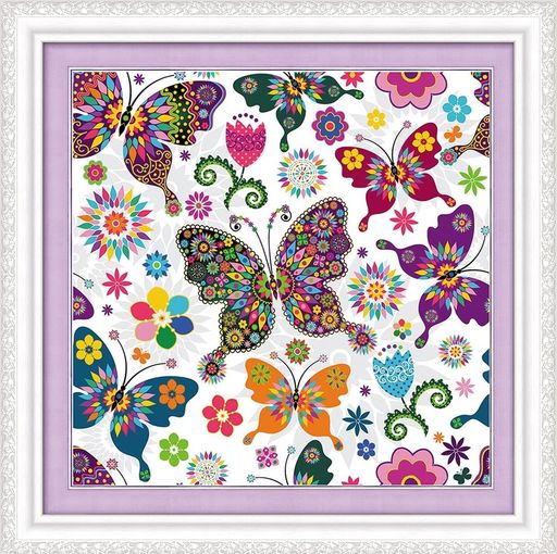 Gofission11ctスタンプクロスステッチキット大人用初心者向けモザイク蝶DIYプレプリントクロスステッチ..