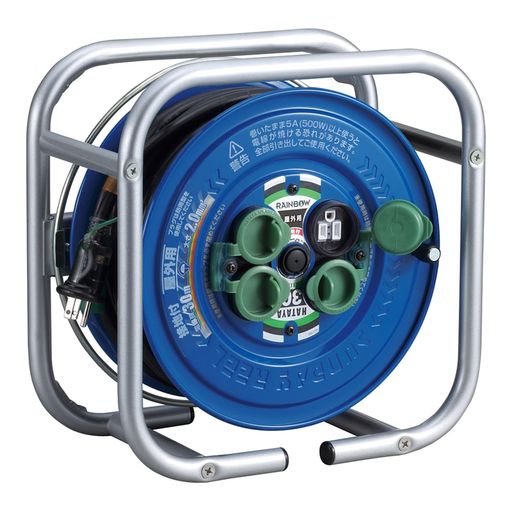 ハタヤ(HATAYA)コードリール屋外用(防雨型)100V型コード30m太さ2.0mm2標準型接地付角型フレームコンセント4個コンセント防雨キャップ省スペース家庭用工場用建設現場防災段積みリール〈防雨…