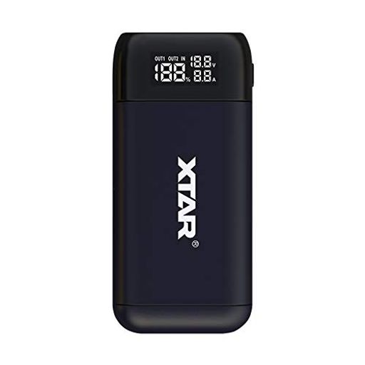 XTAR PB2SL 最大2AX2 急速USB充電器 LI-ION充電池専用 QC3.0 PD3.0 3.6V 3.7V 18650/18700/20700/21700 TYPE-C入力 TYPE-C/USB-A出力(BLACK)