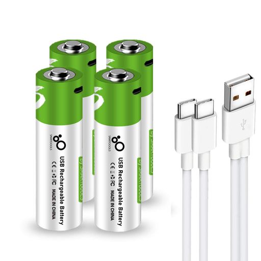 SMARTOOOLS単3形USB充電式リチウム電池1.5V定出力2600MWHAAセル(USB Cケーブル付き)1.5H急速充電電池 (単3形充電池 X 4個)