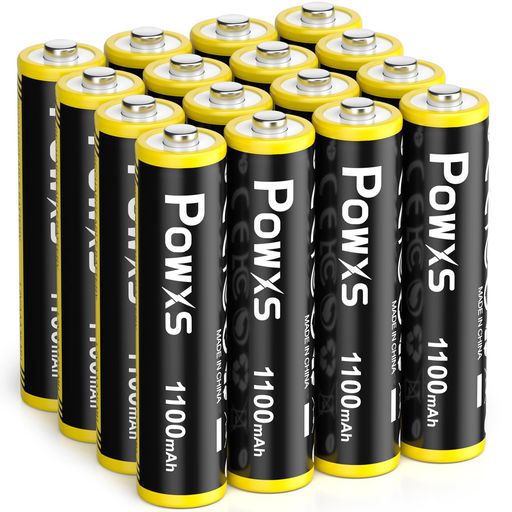 POWXS 単4電池 充電式 ニッケル水素 単四電池 高容量1100MAH 約1200回使用可能 16本入り 単四充電池 低自己放電 液漏れ防止 充電池 単4 単4形充電池