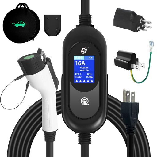 家庭用EV充電器7.5M長ケーブル第二世代新型アップグレード版100-240V全電圧対応SAEJ1772電気自動車充電..