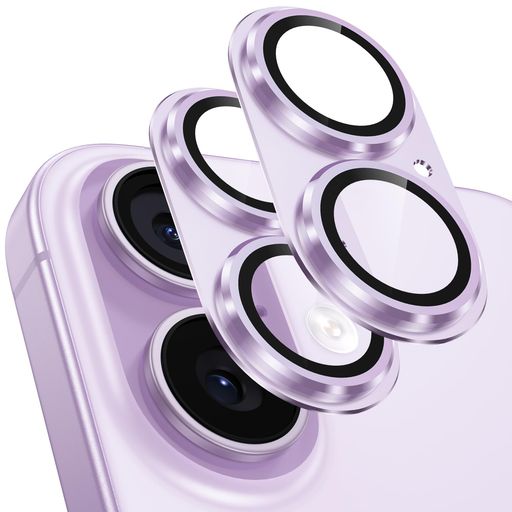「2枚セット」カメラフィルムiPhone17用カメラ保護全面保護黒縁取り超高透過率アイフォン17レンズカバー耐衝撃9H強化ガラス一体化いphone17カメラカバーアルミレンズガードラベンダー(2)