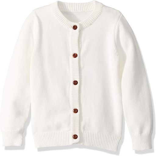 Rakuten - [HahaNice]キッズカーディガン男の子女の子綿子供服ニットセータースクールセーター長袖前開けコート男女兼用無地春秋冬通園通学学生防寒羽織白100
