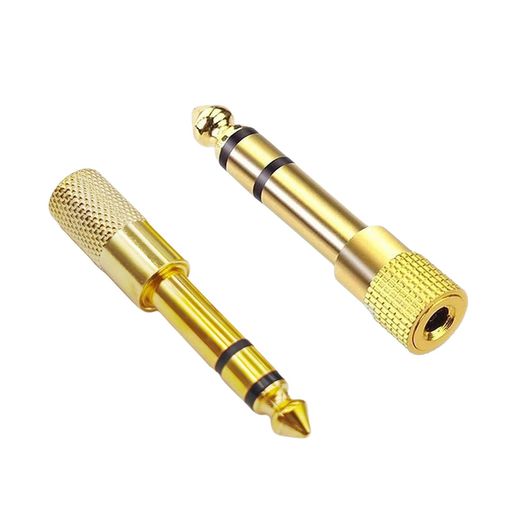 【全銅&金メッキ&2本】金メッキ3.5mmミニジャック(メス)-6.3mmステレオ標準プラグ(オス)24K金メッキコネクタ3.5mmto6.35mm変換プラグ
