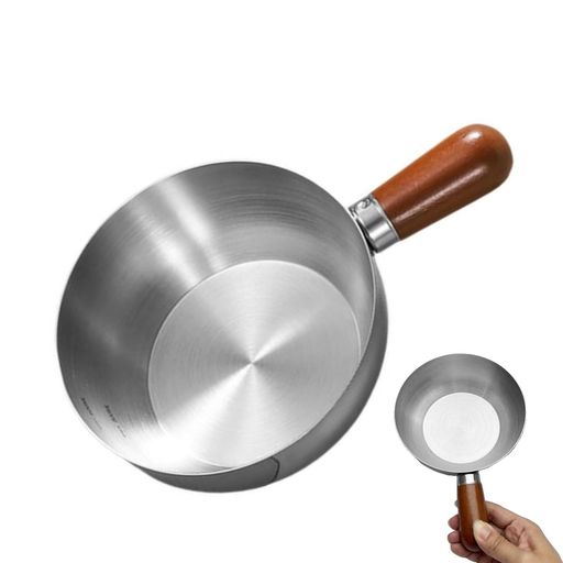Ih Incompatible - EsiFareミルクパン小型片手鍋ミニ直径14cm木製ハンドル一人鍋キッチンツールお弁当少量調理お手入れ簡単IH・ガス対応お湯・牛乳・インスタントラーメンにソースパンマルチポット