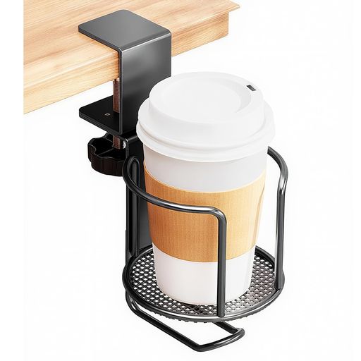 ドリンクカップホルダー 2 in 1,ドリンクホルダー デスク カップホルダー ドリンクホルダー 多機能収納ラックコンピューターデスク、イヤホンホルダー (回転式)(2.0)