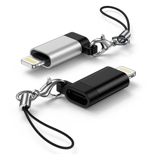 BIOONIS タイプc ライトニング 変換アダプタ 防紛失ストラップ付 typec lightningアダプタ 2個セット 27W PD急速充電/480Mbps転送対応 アルミ合金製 lightning usb-c 変換アダプタ USB-C