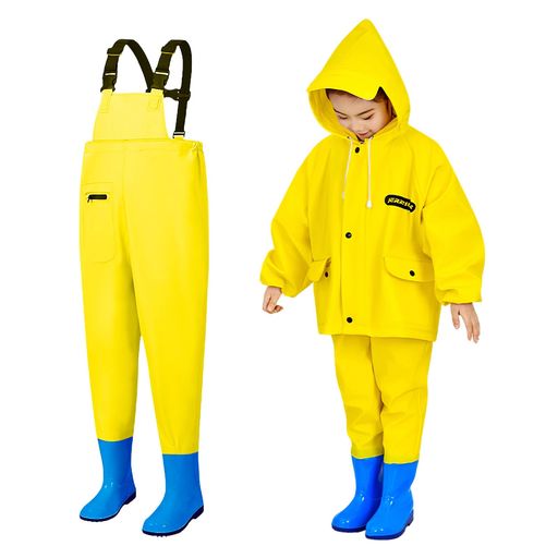 [MORGEN SKY] ウェーダー 子供用 胴付き長靴 チェストハイウェーダー キッズ プレイウェア 一体型ブーツ 砂場着 砂掘 軽量 男女兼用 釣り 田んぼ 水遊び アウトドア スポーツ レインウェア ジ…