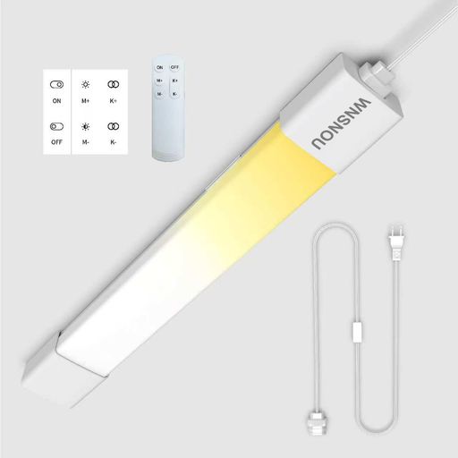 LED蛍光灯 器具一体型 プラグ付きキャビネットライトの下。3000K-6500K調光と色。ワイヤレスコントロールパネルとリモコン付き。ガレージ、キッチン、バスルーム、クローゼット、オフィ…