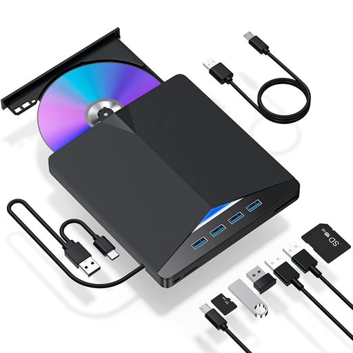 ROOFULLブルーレイドライブ外付け【7in1】USB3.0&Type-C対応薄型軽量blu-rayプレイヤー外付けブルーレイプレーヤーライブblu-ray外付けドライブBD/DVD/VCD/CDBDXL・M-DISC対応