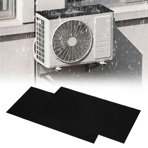 PATIKIL エアコン ドリップクッション 24インチx12インチx5/32インチ 2枚セット 粘着式AC防雨カバー エアコン上部パッド 窓用エアコンの水滴騒音低減 黒