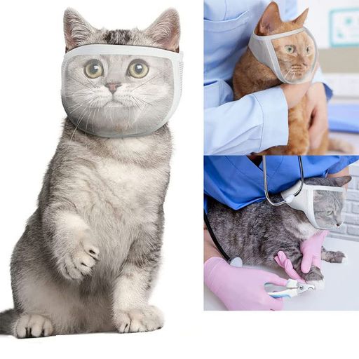 乐天商城 - メッシュ口輪猫犬口輪猫マスク通気穴付き透明PVCフェイスカバーネコ噛みつき/むだ吠え/キズ舐め/拾い食い防止マズルカバーマズルガードキャット通院診察お風呂美容清潔爪切り補助用マ…