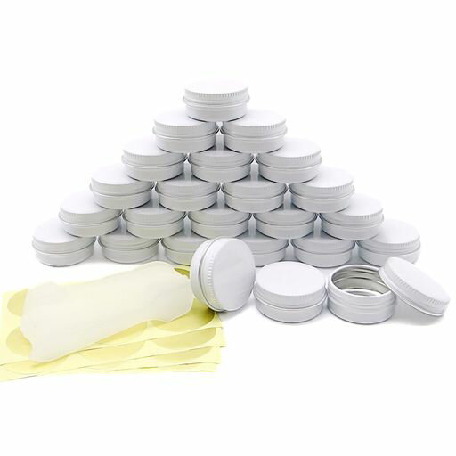 乐天商城 - Wopanxye24個パック10ml1/3ozホワイトアルミ缶詰め替え容器クリームケース15gクリーム容器コスメ小分け容器軟膏アルミケースアルミジャークリームケース化粧品旅行、出張小物用収納ボ茶蝋…