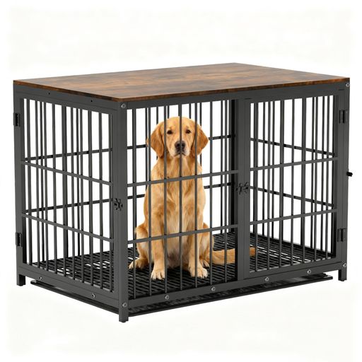 BingoPaw 大型犬用ケージ 屋根付き ドッグハウス 室内 木製 連結 丈夫 中型犬 小型...