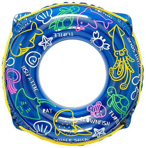 対象年齢:3歳以上 サイズ:55cm ロープ付き かんたん空気栓装着商品 対象年齢3歳~6歳くらいのお子様に最適!。膨らんだ状態のウキワの内周は約80~85cmです。