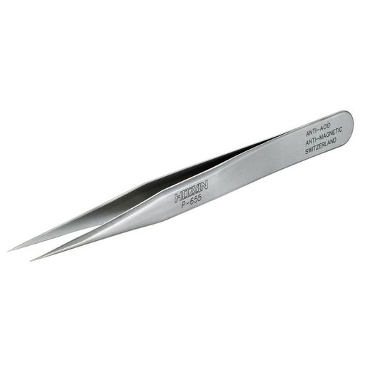 ホーザン(HOZAN) ピンセット 精密型 完全非磁性 全長120mm 開き幅8mm 先端幅0.2mm 直型 P-655