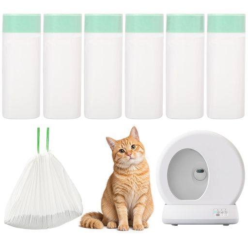 乐天商城 - ohbienごみ袋猫自動トイレ交換用全120枚入り58*35cm引き出し式トイレ対応巾着タイプ厚手破れにくい丈夫猫砂処理紐付き片付け簡単6ロール