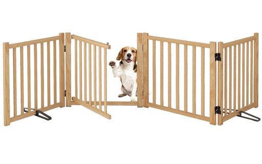 【折りたたみ式で便利な犬用フェンス】風琴のような折りたたみ式デザインは、設置場所に応じて形状やサイズを調整できるため、狭いスペースでも利用しやすいです。使用しない時は折りたたむことができるので、収納が簡単で場所を取らず、便利です。 【ドア付き】片手でらくらく開閉。高齢者や足腰の弱ったペットも、跨がずに安全に行き来できます。 【工具不要!開くだけで簡単設置】自立式ペットゲートは壁に穴を開ける必要がなく、工具を使わずにすぐに開いて立てることができるため、誰でも簡単に設置できます。 【犬に安全な自由空間を】犬が自由に動き回れるスペースを提供し、外からの危険や逃げ出すリスクを防ぎます。犬用フェンスは犬の安全と快適さを提供するだけでなく、飼い主にとっても便利なアイテムです。 【自然な美しさ】天然の松材を使用しており、塗装や刺激臭が全くなく、環境にも優しいため、安心してご利用いただけます。木の温かみと自然な風合いで、どんなお庭にも馴染みます。