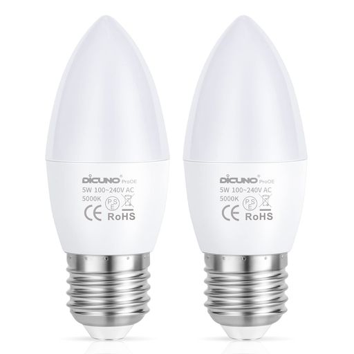 【高演色Ra98】DiCUNO LED電球 E26口金 シャンデリア 昼白色 40W形相当 5W 450LM 5...