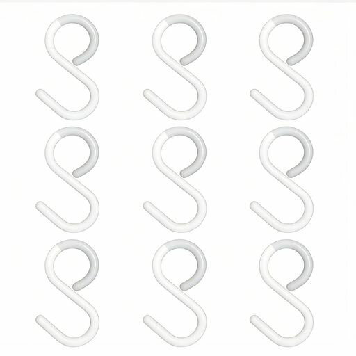 Hooks - DERCHIAs字フックえすじフック上部滑り止め先端が曲がるS字フック曲げて取り付け可能たっぷりセット防錆静音キッチン・バスルーム用穴あけ不要フック6cm(9個入りMサイズホワイト)(白)