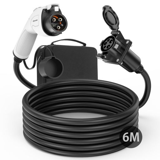 Qkcabo 32A 6M EV 充電器延長ケーブル 100–240V対応 3KW 6KW電気自動車 PHV充電ケ...