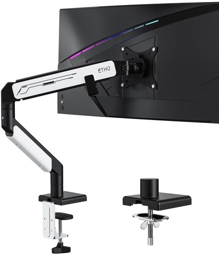 ETHU PCモニターアーム 17-40インチ対応 耐荷重2-14kg デガススプリング VESA75/100 フルモーション調整 クランプ/グロメット取付 オフィス 在宅ワーク ブラック