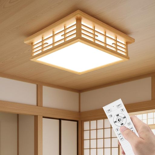LED シーリングライト 和風 和室 6~8畳 天然木製 リモコン付き ledペンダントライト 36W 無段階調光調色 常夜灯モード タイマー機能 メモリ機能 引掛対応 天井照明器具 寝室 居間ライト イン…
