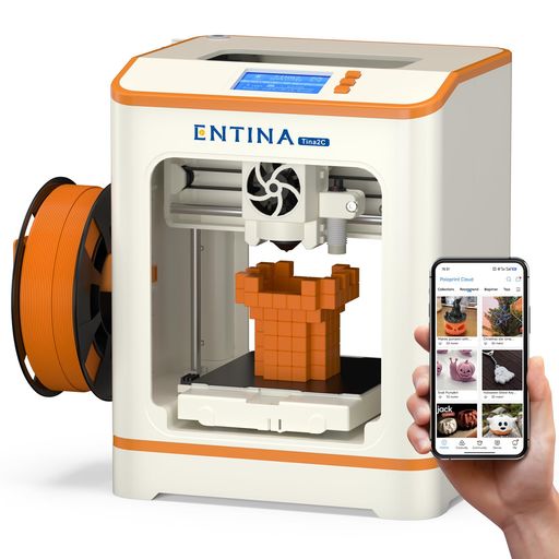Entina TINA2C mini 3Dプリンター、完全に組み立て済み、WiFiクラウド印刷、アプリ制御2500以上のモデルライブラリ、20以上のカスタマイズ可能なモジュール、高精度、静音造形、初心者向けの3D