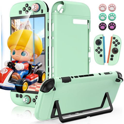 乐天商城 - CMANBAH Nintendo Switch 2(2025)対応ハードカバー Switch2 カバー ドック・スタンド対応 全面保護【 6枚サムグリップキャップ +高感度保護フィルム】Joy-Con分体式設計 着脱簡単 超薄 スイッチ2ケース