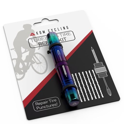 KOM 自転車用チューブレスタイヤ修理キット – 9色!マウンテンバイクとロードバイクタイヤパンクを修正 – タイヤ修理フォークとリーマー、8ベーコンストリップが含まれますチューブレ…