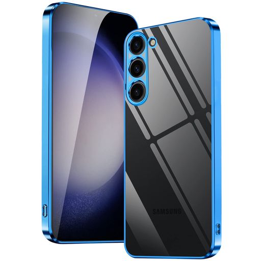 Galaxy S23 5G ケース クリア ギャラクシー S23 SC-51D SCG19 カバー スマホケース 耐衝撃 透明 保護カバー 軽量 ソフト TPU 薄型 背面クリア ストラップホール付き(ブルー)
