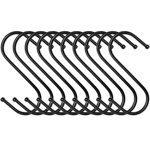 【パッケージ内容]】S字フック , S: 69MM(重さ:7g)、 M: 95MM (重さ:12g)、 L: 122MM(重さ:20g)。特定のサイズについては写真を参照してください 。 【Sじフック素材】堅固なSフックの表面は静電塗装技術を採用しており、コーティングが均一かつ緻密で、防錆性と耐腐食性を備えています。長期使用してもS字フックの表面はサビが発生せず、滑らかで光沢を保ちます。 【使用方法】S字フックは釘、ネジや接着剤が必要なくて簡単にインストールします、家の壁に穴を打つのを要りません。 引掛けるだけ簡単に取り付けます。 【広い使用範囲】このフックが特定の使える場所は限りなく、室内や室外でも使える。使用範囲は広い、キッチンで皿、コップなどを懸けて、バスルームでタオルを懸けて、庭で植木鉢を懸けてグリル道具なども懸けます。Sフックの両端は球形になっているので、手を傷つけたり、物を傷つけたりすることなく使用できます。