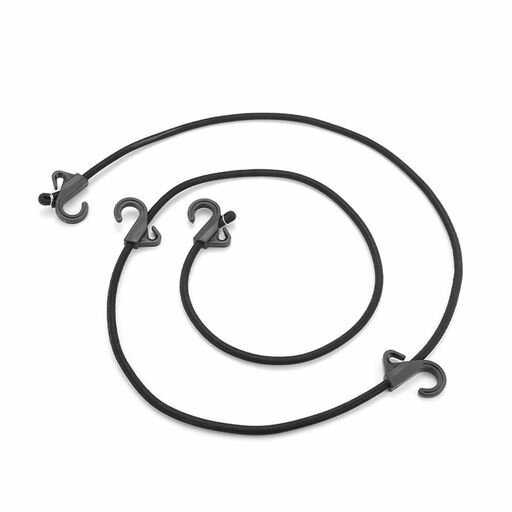 SZSL アウトドアダブルフック弾性ロープ 8mm太バイク用荷物キャンピングカー牛すじロープ スライドフック式 2m ブラック
