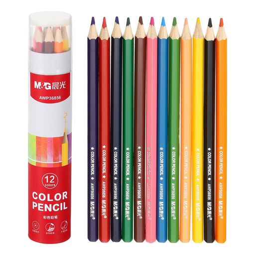 Rakuten - M&G12色色鉛筆セット12本オイルベース描画色鉛筆アート用品初心者大人向け塗り絵ギフト赤い鉛筆ホルダー付き