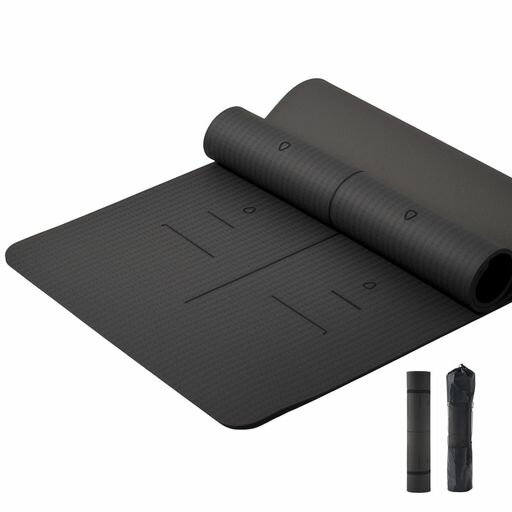 乐天商城 - YURENヨガマット厚め10mm幅広90cmx190cmTPE素材エクササイズトレーニングマットyogamat滑り止め耐久性無害収納バッグ収納バンド付き