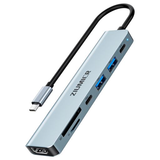 【7イン1拡張】このUSB C - USBアダプターでセットアップを簡素化し、すべてのデバイスを1つのUSB-Cハブに統合します(HDMI 4K@60HZ1、USB 3.1x2、USB-Cx1、Type-C PD充電x1、MicroSDカードスロットx1、SDカードスロットx1) 注意:十分な電力を供給するには、電源をPDポートに接続してください。 USB C h用 ub。 【クリスタルクリアな4K@60Hzビデオをお楽しみください】HDTV、モニター、プロジェクターに即座に画面をミラーリングまたは拡張できます。 デバイスから直接、見事な4K@60Hzまたはクリスタルクリアなビデオをストリーミングして、真に臨場感のある視聴体験を提供します。 (注:HDMIポートのみがビデオプロジェクションをサポートし、USB-Cポートはデータ転送専用です。) 【効率的な100W PDポート】MacBook Pro/Airまたはその他のUSB Cデバイス(87W出力)を急速に充電するための専用の100W USB C PDポートを備えています。
