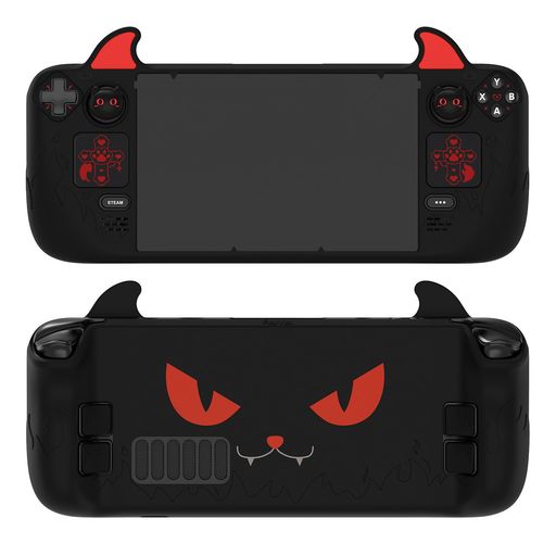 PlayVitalSteamDeckLCD対応可愛い悪魔風保護カバーSteamDeckLCD対応滑り止めグリップカバーSteamDeck対応保護カバーサムグリップキャップ&トラックパッドステッカー&バックボタン強化セット付属耐…