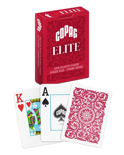 Copag Elite 100%プラスチック製トランプ ポーカーサイズ ジャンボインデックス シングルデッキ (レッド)