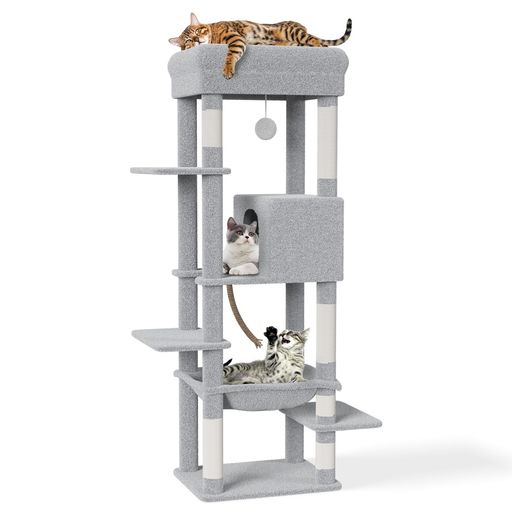 [CozyMeow] キャットタワー スリム 据え置き ハンモック キャットハウス 大型猫用 つめとぎ 猫 キャットウォーク 爪とぎ 多頭飼い 人気 猫タワー キャットステップ おしゃれ かわいい ねこ …