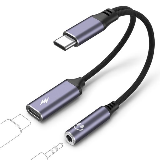 USB C イヤホンジャック 変換 to 3.5 mm 【2in1】アダプター タイプc PD充電対応 ...