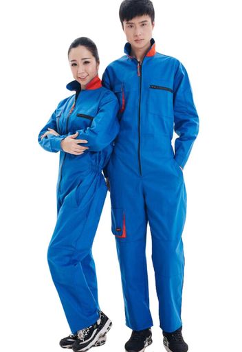 PIITEつなぎサロペットオールインワン作業服メンズおしゃれ作業着春夏秋用男女兼用レディーズ大きサイズ長袖ワークユニフォーム作業服セット耐磨性よいブルー8