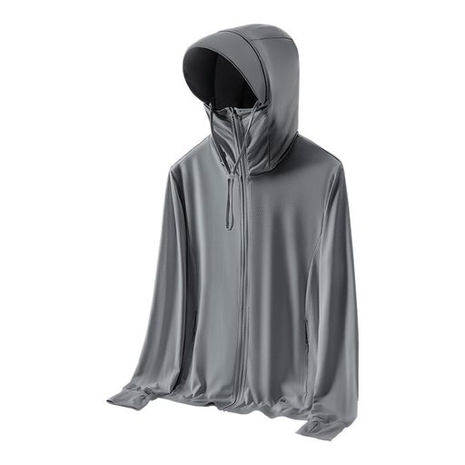 Marine Sports - [SUKINANA]ラッシュガードメンズUVカットパーカー夏服UPF50+日焼け対策ウェアアウターラッシュパーカー長袖フード付き冷感素材軽量通気性シンプルおしゃれ(JPアルファベットXLダークグレー)