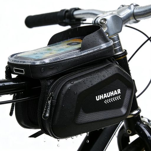 HYANGTTAIトップチューブバッグ自転車バッグスマホホルダー防水6.1-7インインチ対応ロードバイクマウンテンバイク通勤対応大容量TPU高感度タッチ操作日よけシェード付き取り付け簡単ブラ…