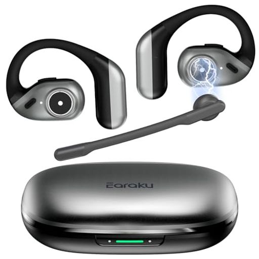 Bluetooth ヘッドセット Earaku MicCuff 2 左右対応の着脱式マイク 片耳・両耳使用可能 通話用ワイヤレスイヤホン オープンイヤー AI+ENCノイズ低減 9時間通話…