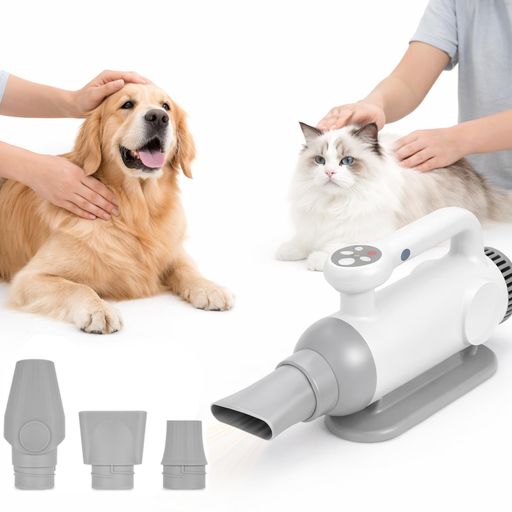 VOISTINO 犬ドライヤー ハンズフリー ペットドライ NTC温度制御システム 過熱保護 温度風量調節可能 4種類ノズル付き 超大風量 マイナスイオン 日本語取扱説明書付き サロン/家庭用/旅行/プ…